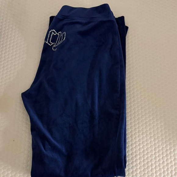 Juicy Couture Navy Velour Pants with Silver Embellishments - Picture 2 of 3